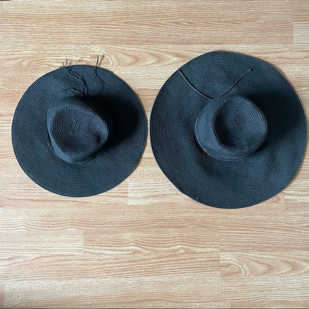 Lot of 2 Black Floppy Sun Hats Size M and M/L